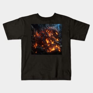 Scary Dragon With Fire and Smoke Kids T-Shirt